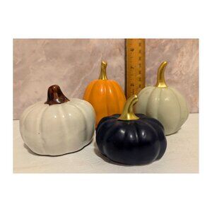 Set of 4 Mini Ceramic Pumpkins Asstd Colors